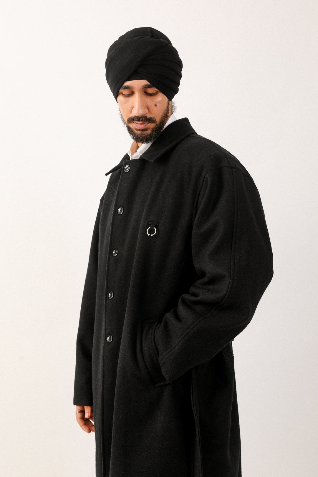 Black Lambi Belted Coat