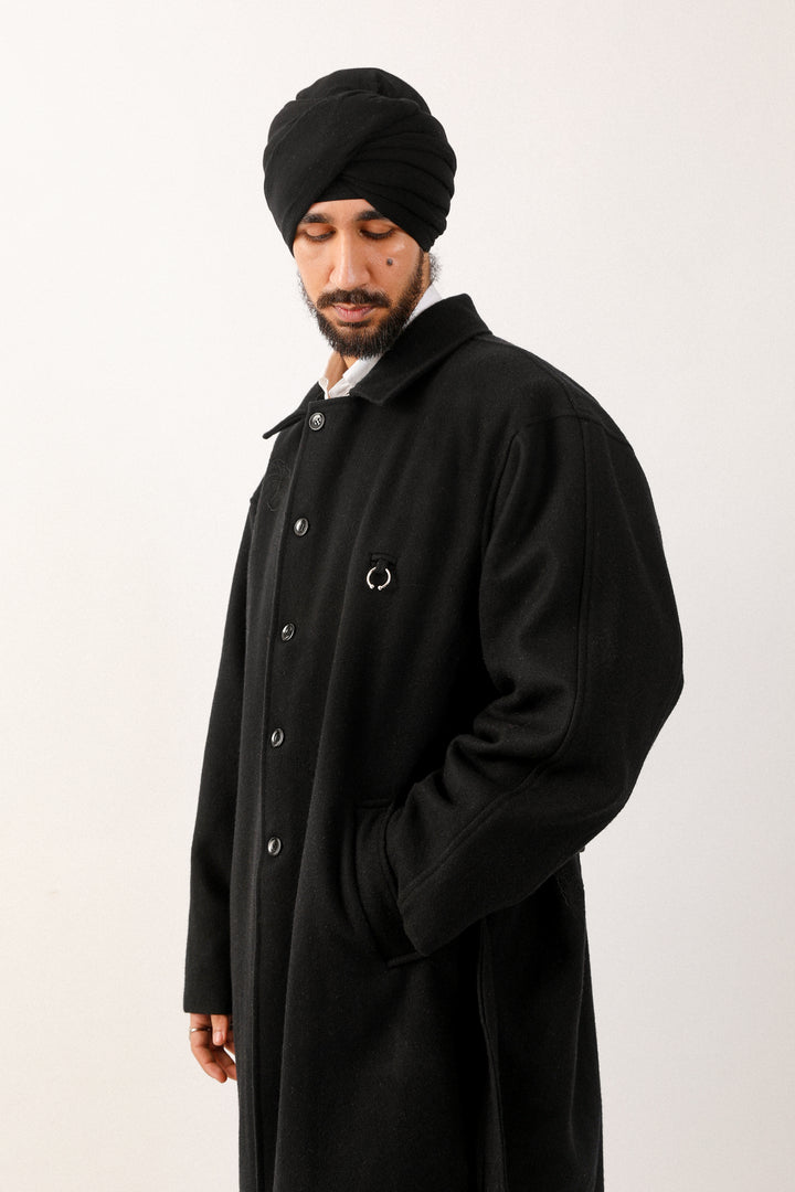 Black Lambi Belted Coat