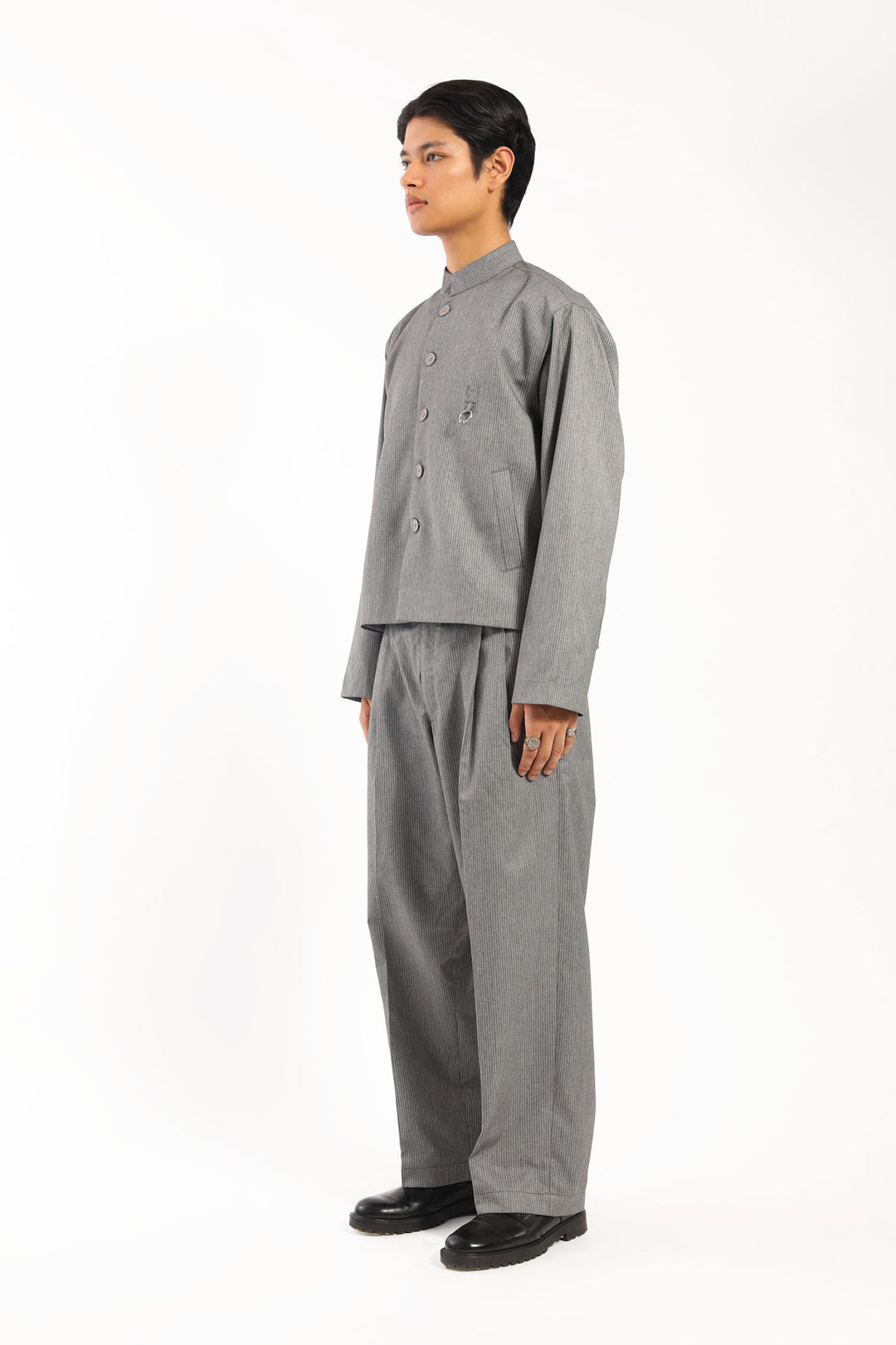 Grey Pinstripe Sidhaa Trousers