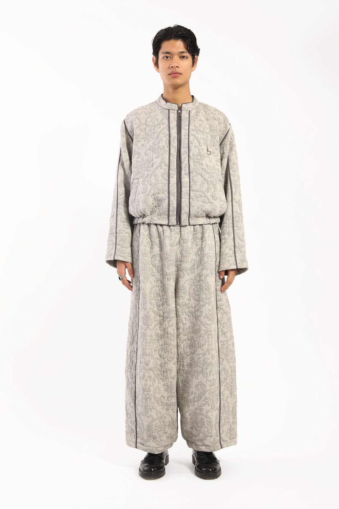 Grey Jackard Piping Jacket