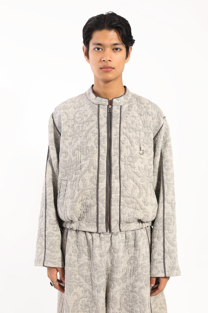 Grey Jackard Piping Jacket