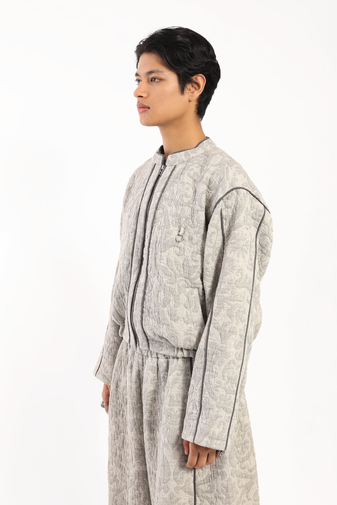 Grey Jackard Piping Jacket