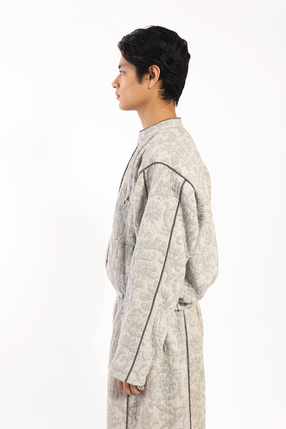 Grey Jackard Piping Jacket