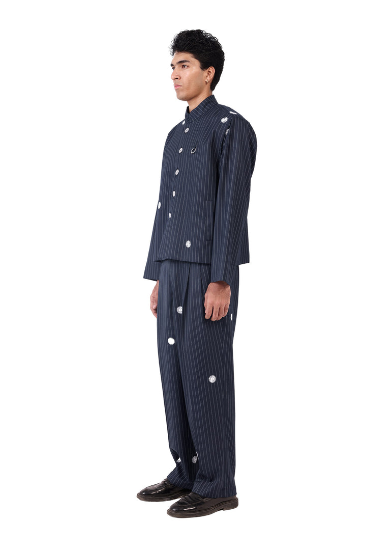 Navy Pinstripe Sidhaa Trousers
