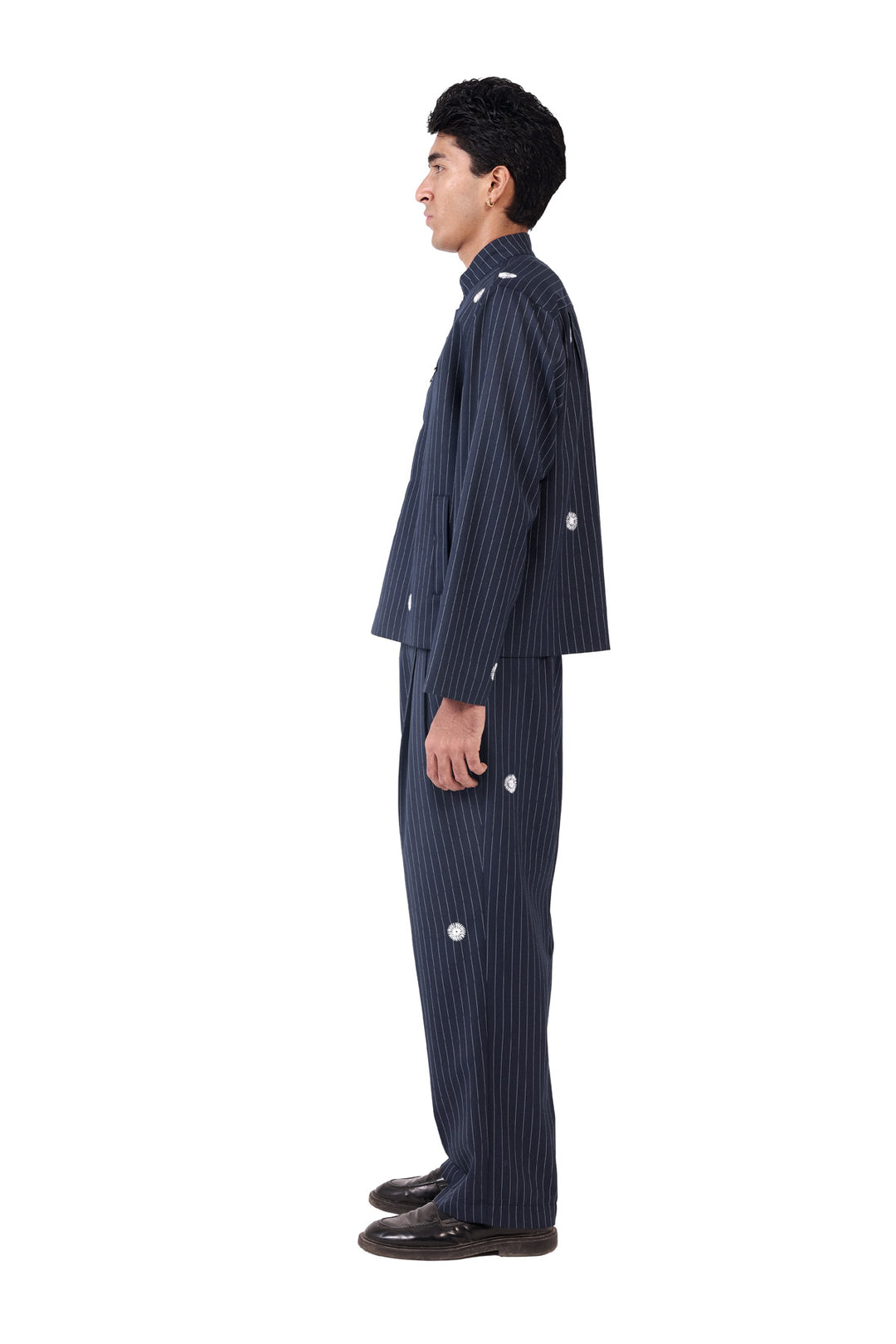 Navy Pinstripe Nehru Jacket