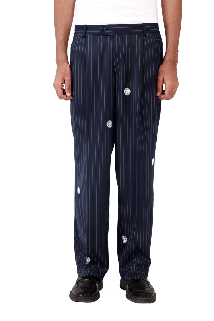 Navy Pinstripe Sidhaa Trousers