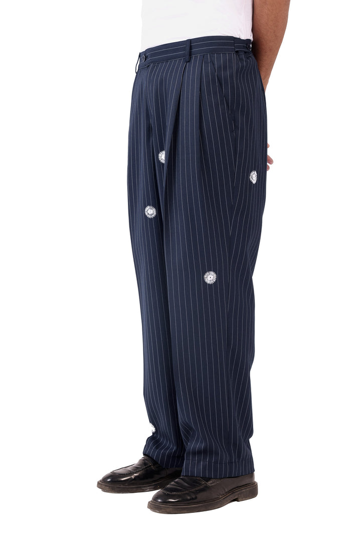 Navy Pinstripe Sidhaa Trousers