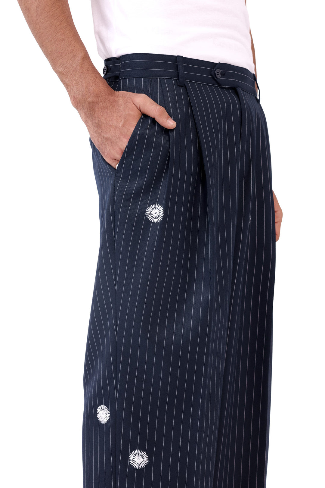 Navy Pinstripe Sidhaa Trousers