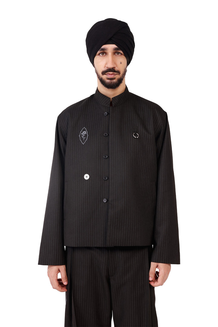 Black Pinstripe General Jacket