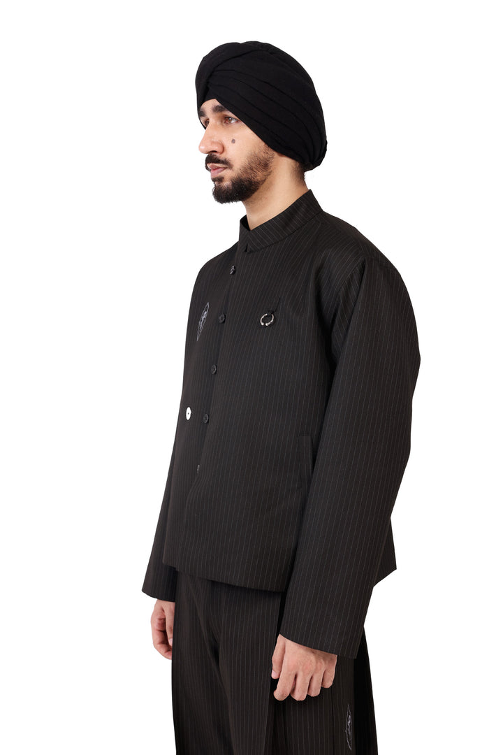 Black Pinstripe General Jacket