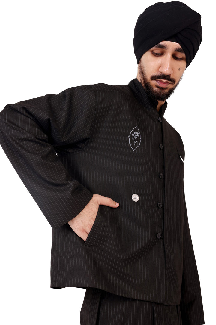 Black Pinstripe General Jacket