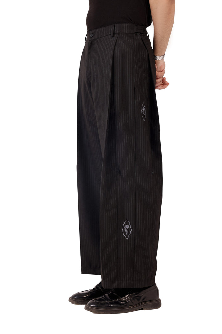 Black Prinstripe Barnala Trousers
