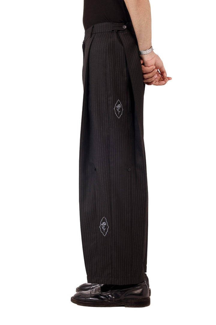 Black Prinstripe Barnala Trousers