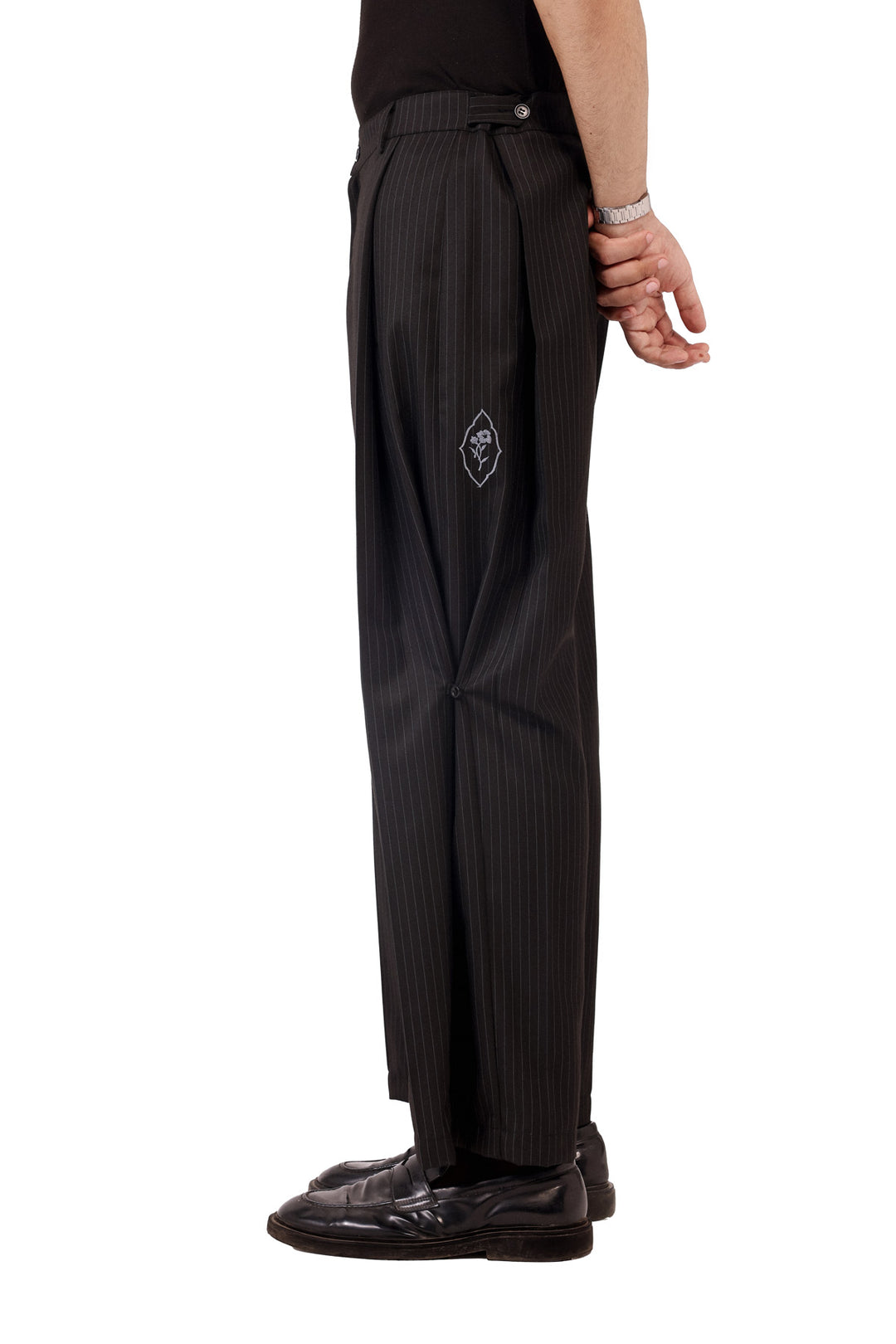 Black Prinstripe Barnala Trousers