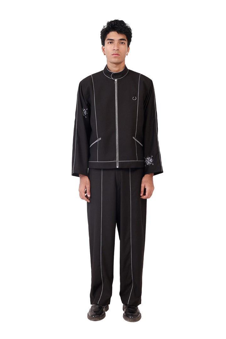 Black Raat Piped Trousers