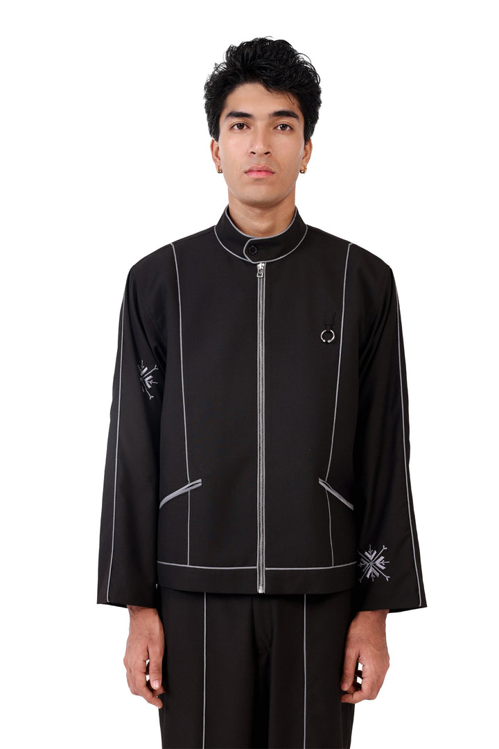 Black Raat Piped Jacket