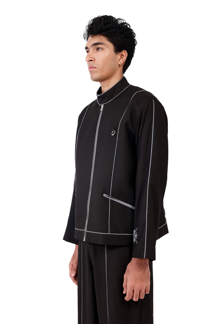 Black Raat Piped Jacket