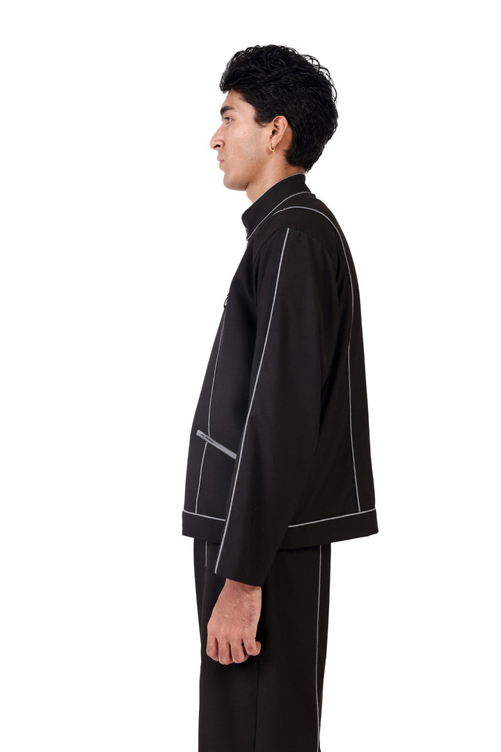 Black Raat Piped Jacket