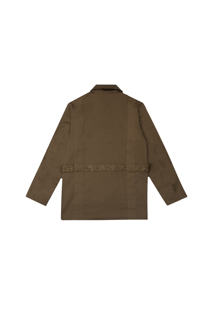 Brown Button Belted Jacket