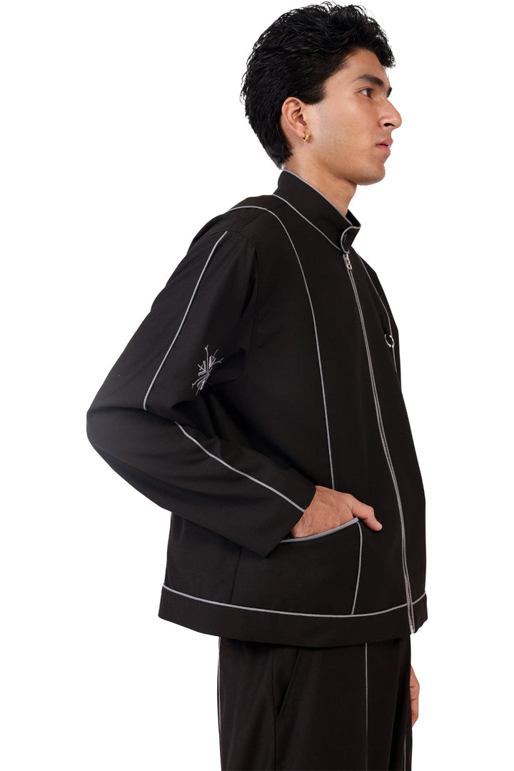 Black Raat Piped Jacket