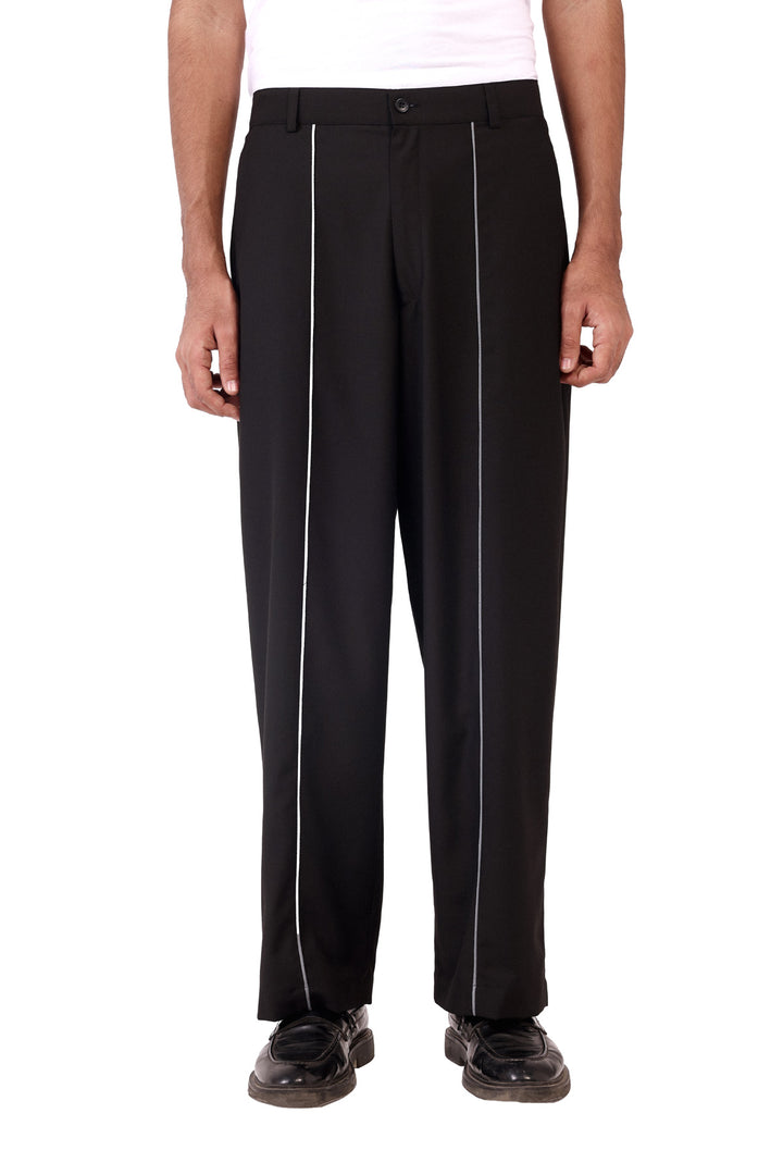 Black Raat Piped Trousers