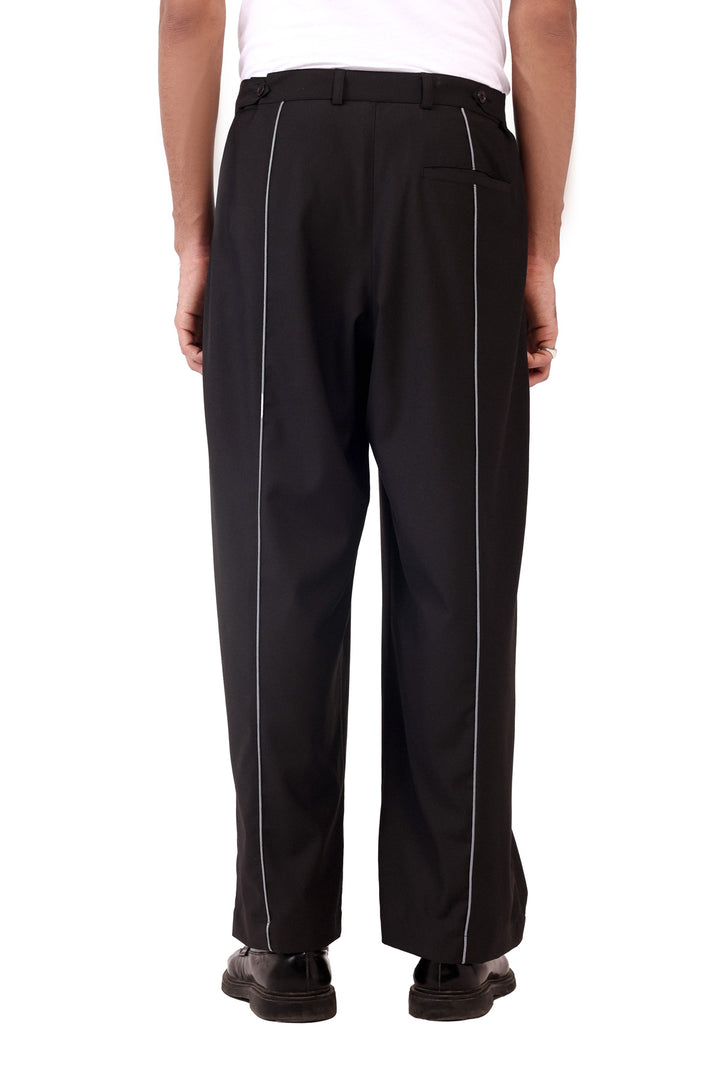 Black Raat Piped Trousers