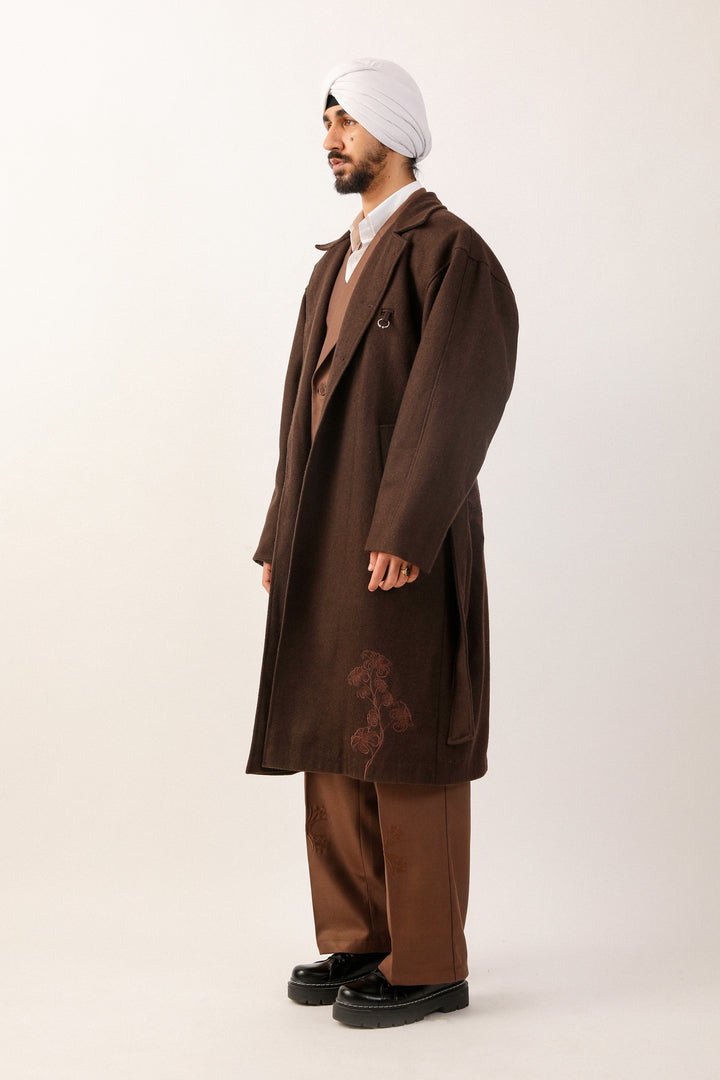 Dark Brown Lambi Belted Coat
