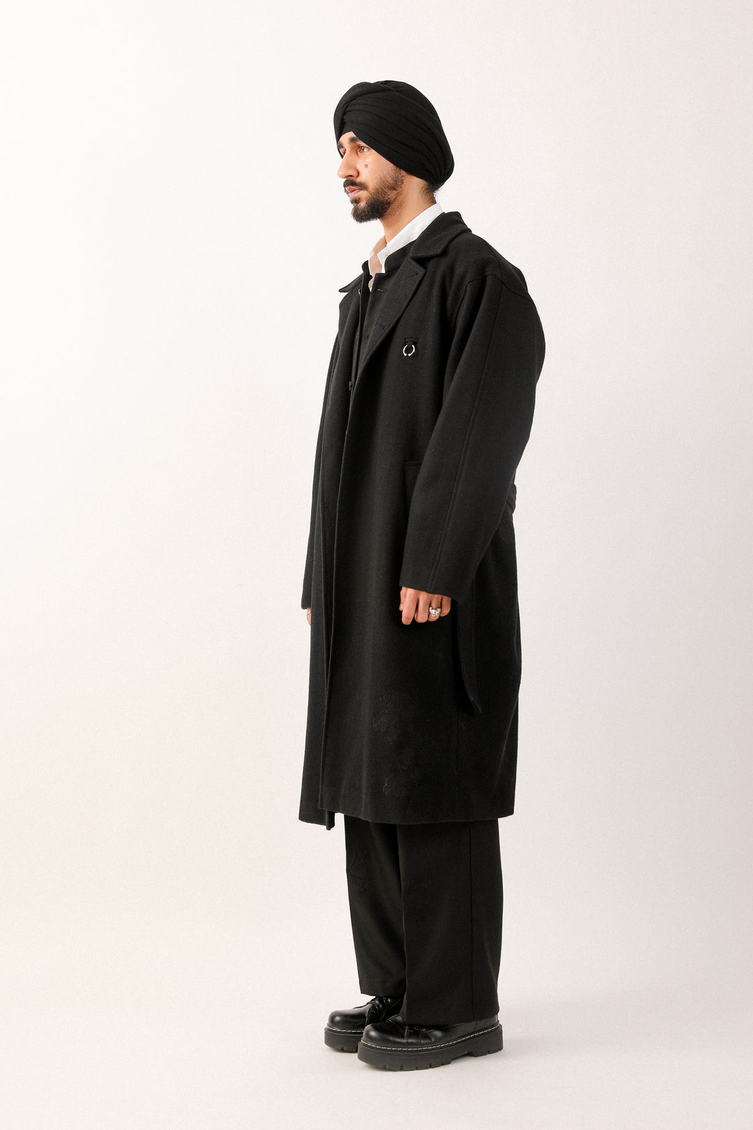 Black Lambi Belted Coat