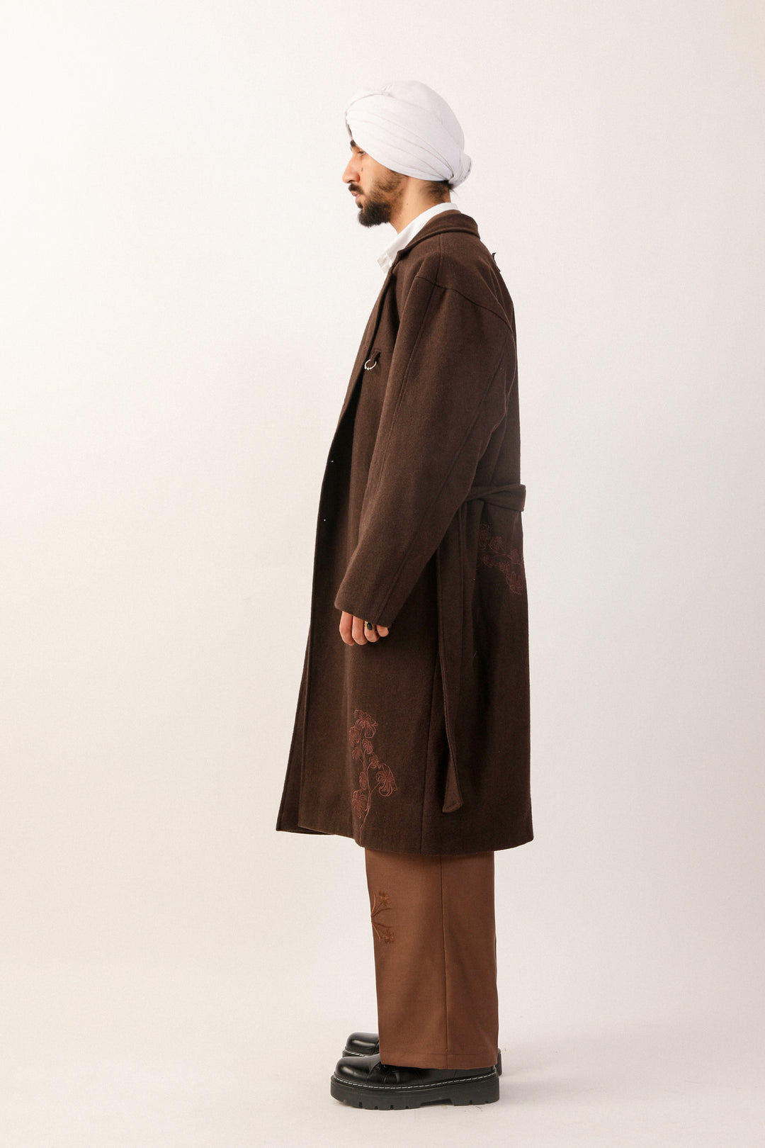 Dark Brown Lambi Belted Coat