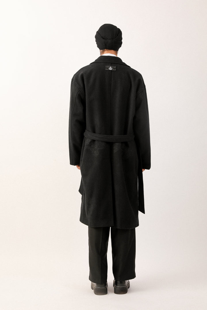 Black Lambi Belted Coat