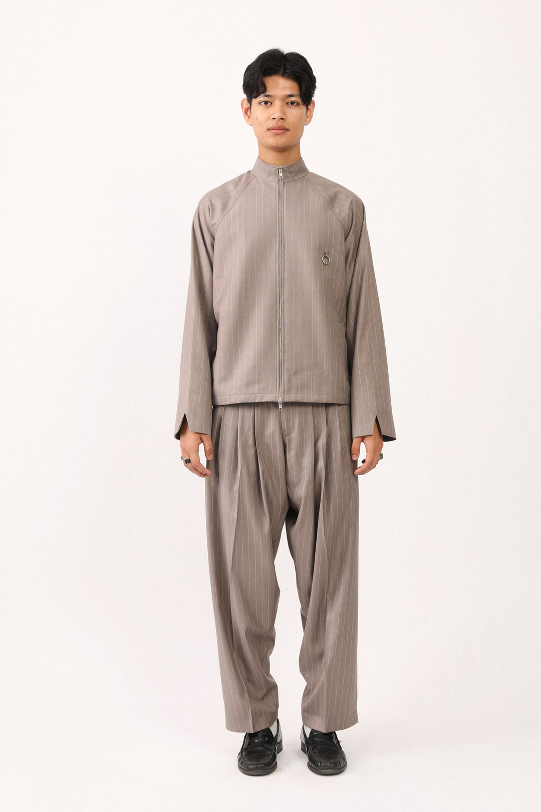 Pinstripe Nehru Zip