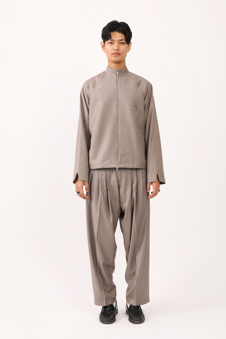 Pinstripe Nehru Zip