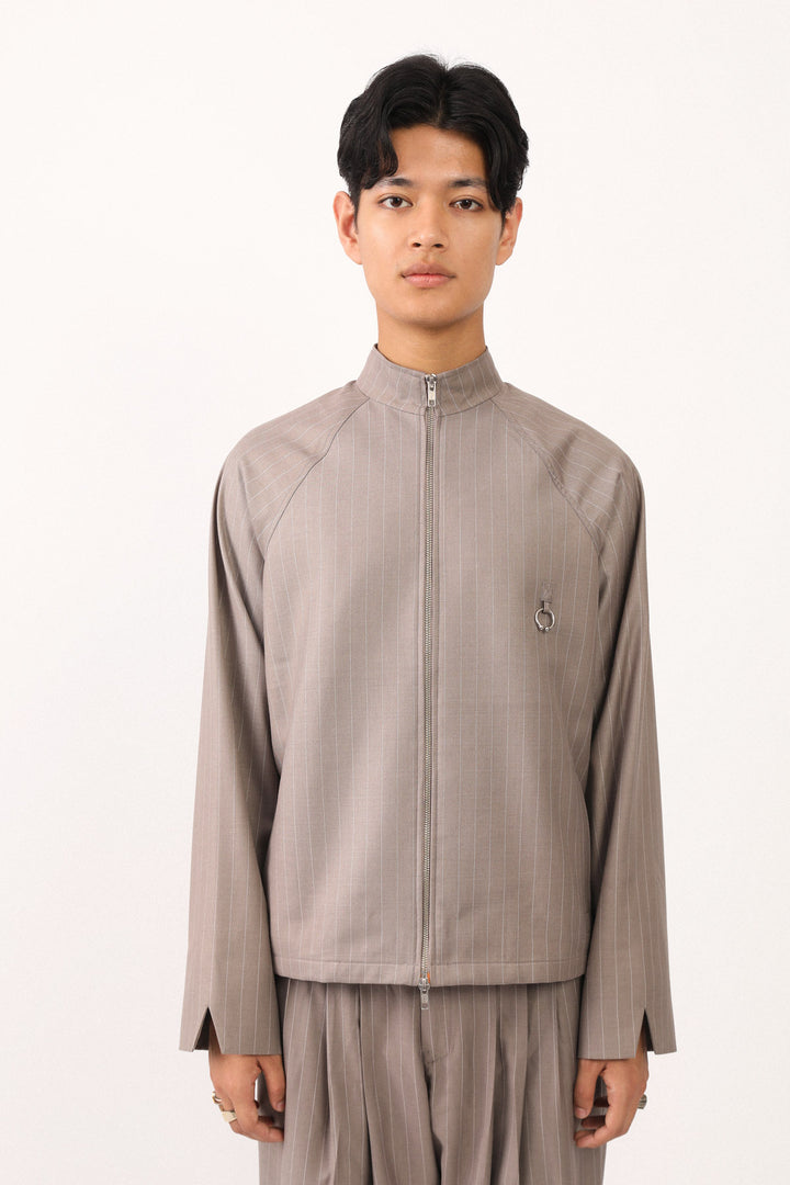 Pinstripe Nehru Zip