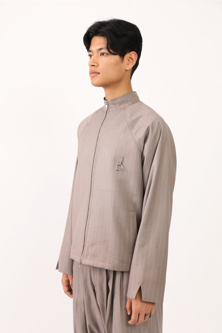 Pinstripe Nehru Zip