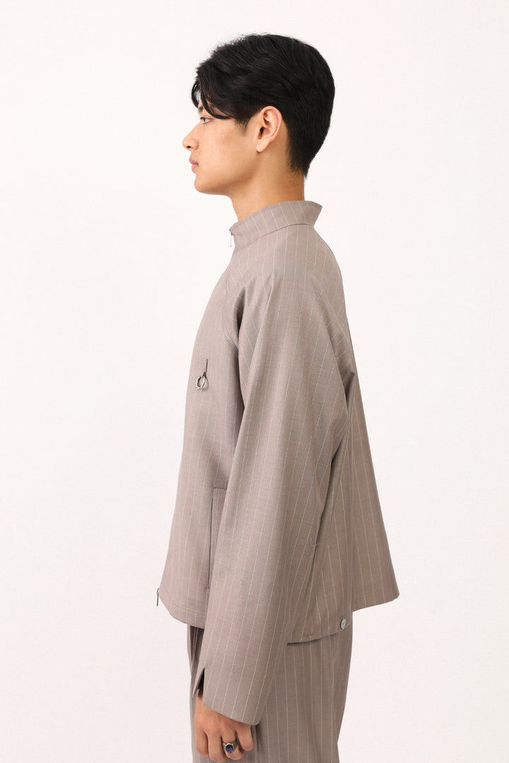 Pinstripe Nehru Zip