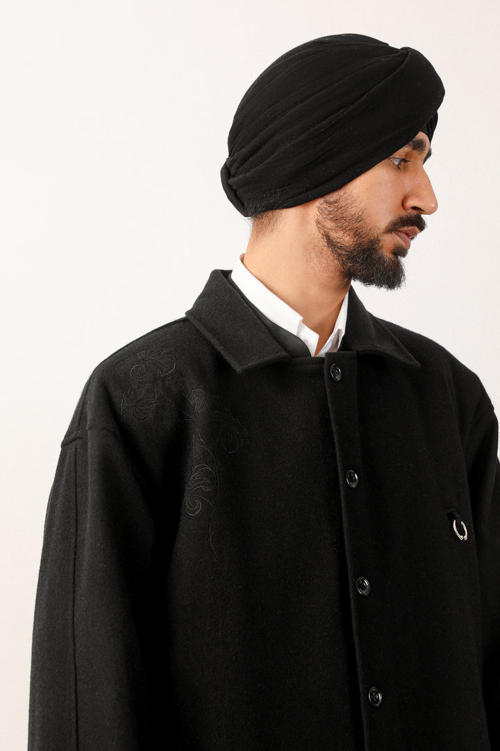 Black Lambi Belted Coat