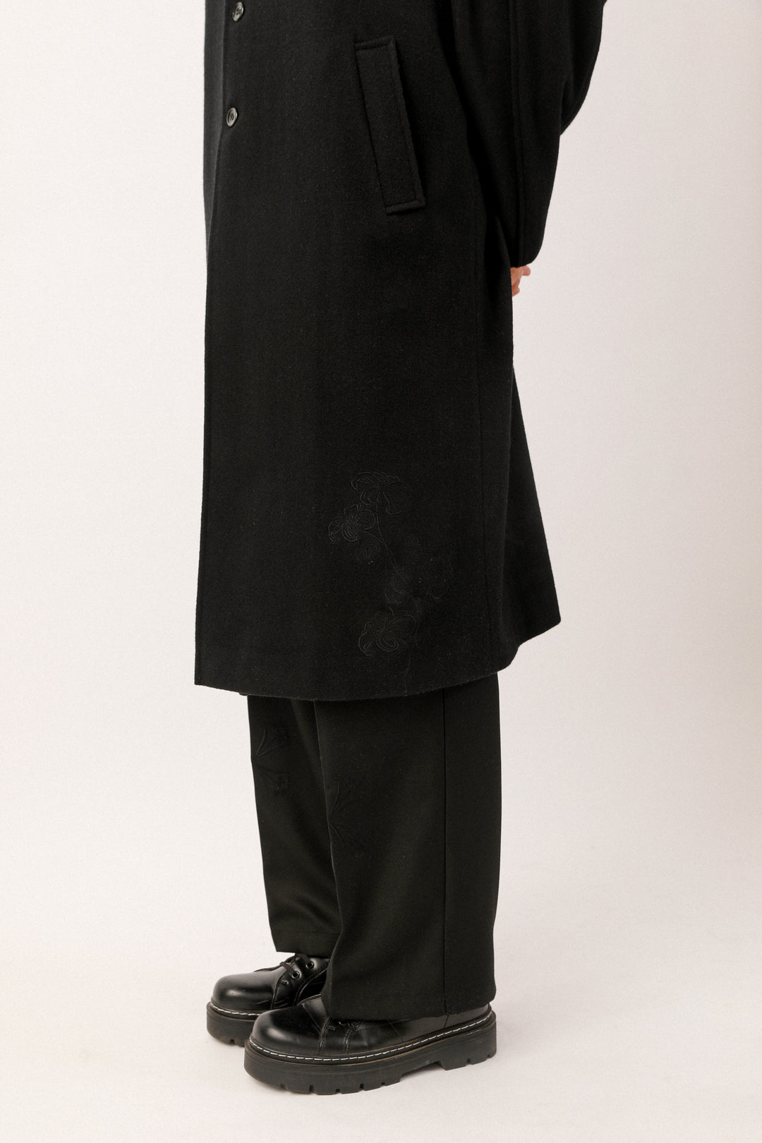 Black Lambi Belted Coat