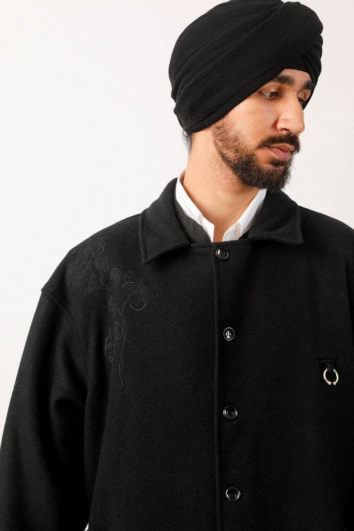 Black Lambi Belted Coat