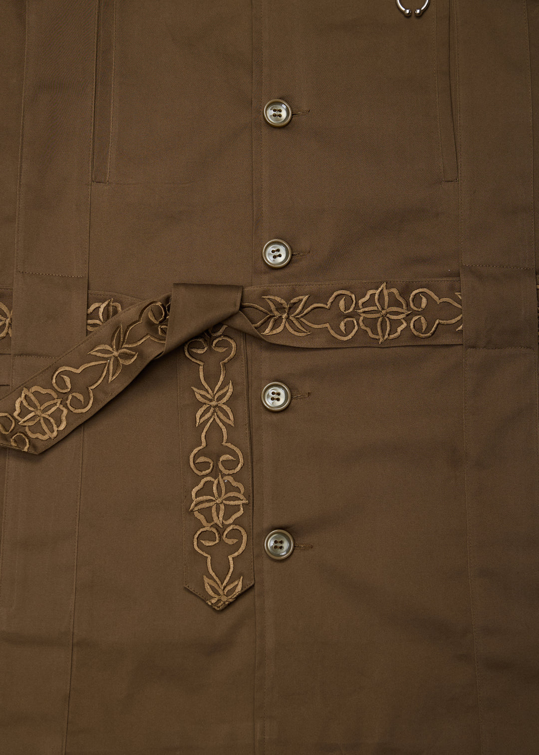 Brown Button Belted Jacket
