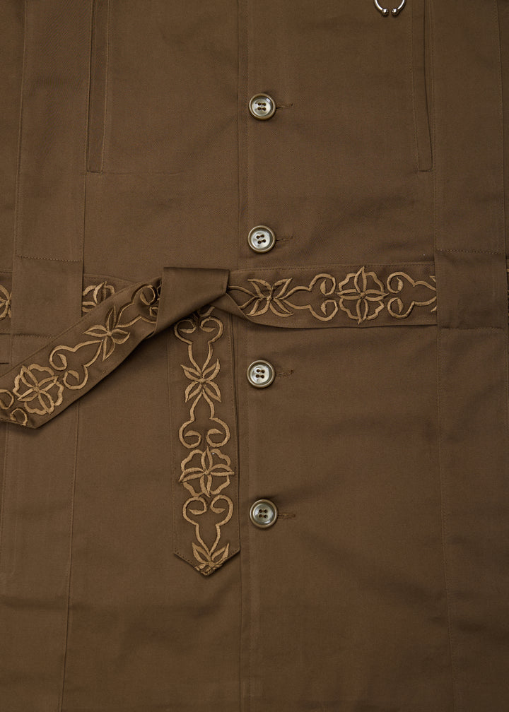 Brown Button Belted Jacket